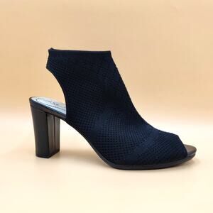 LifeStride Women Black Knit Alita Open Toe Slingback Heel Shooties Size US 11M